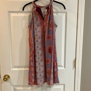 Pink Rose Red Blue and White Sleeveless Halter Sundress